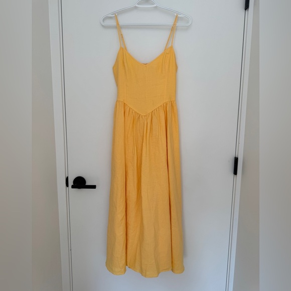 Wilfred Yellow Linen Maxi Dress - Picture 1 of 4